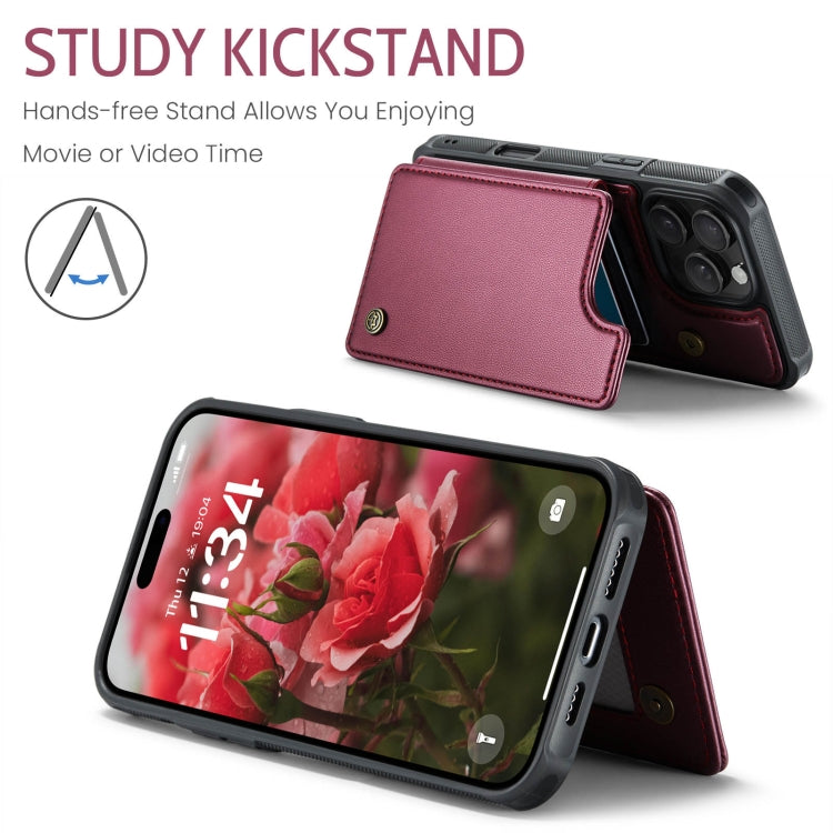 For iPhone 16 Pro CaseMe C22 Card Slots Holder RFID Anti-theft Phone Case(Red) - free shipping - PMC Jewellery - Order now!