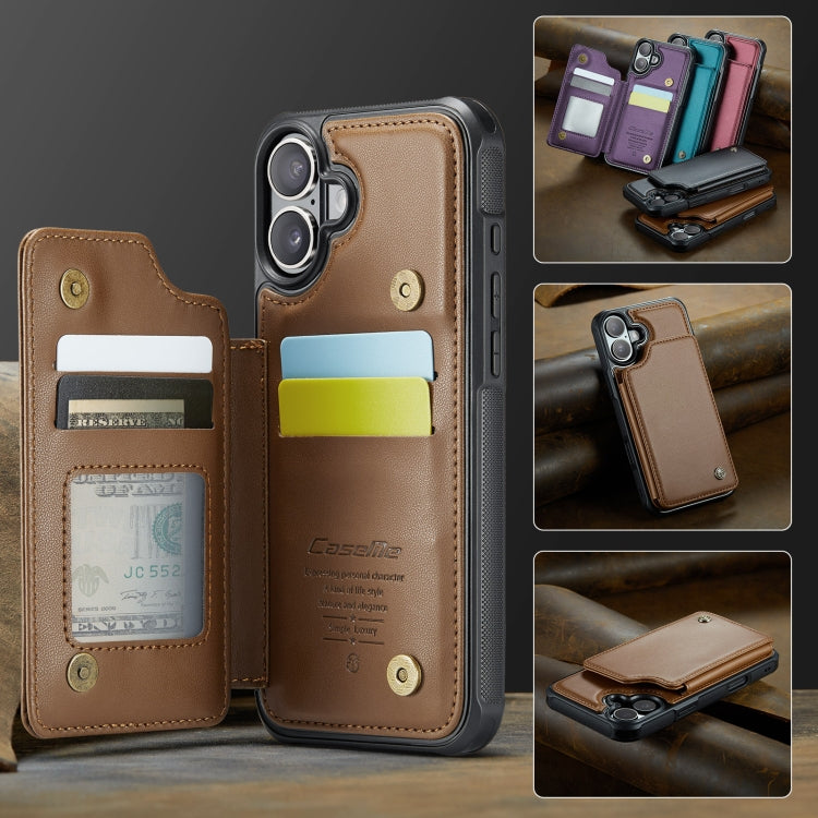 For iPhone 16 CaseMe C22 Card Slots Holder RFID Anti-theft Phone Case(Brown) - free shipping - PMC Jewellery - Order now!