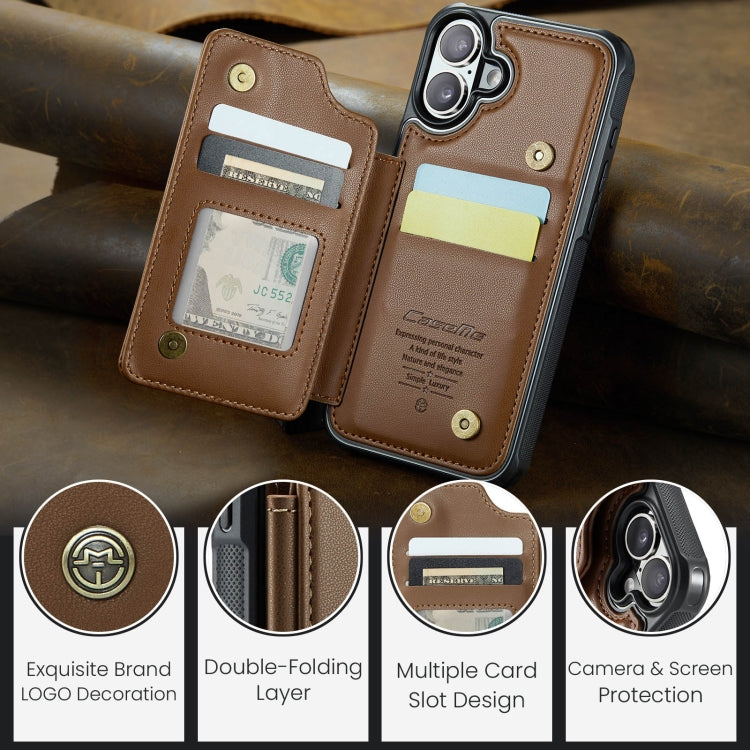 For iPhone 16 CaseMe C22 Card Slots Holder RFID Anti-theft Phone Case(Brown) - free shipping - PMC Jewellery - Order now!