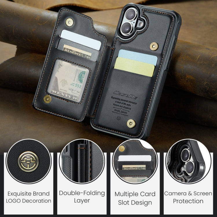 For iPhone 16 CaseMe C22 Card Slots Holder RFID Anti-theft Phone Case(Black) - free shipping - PMC Jewellery - Order now!