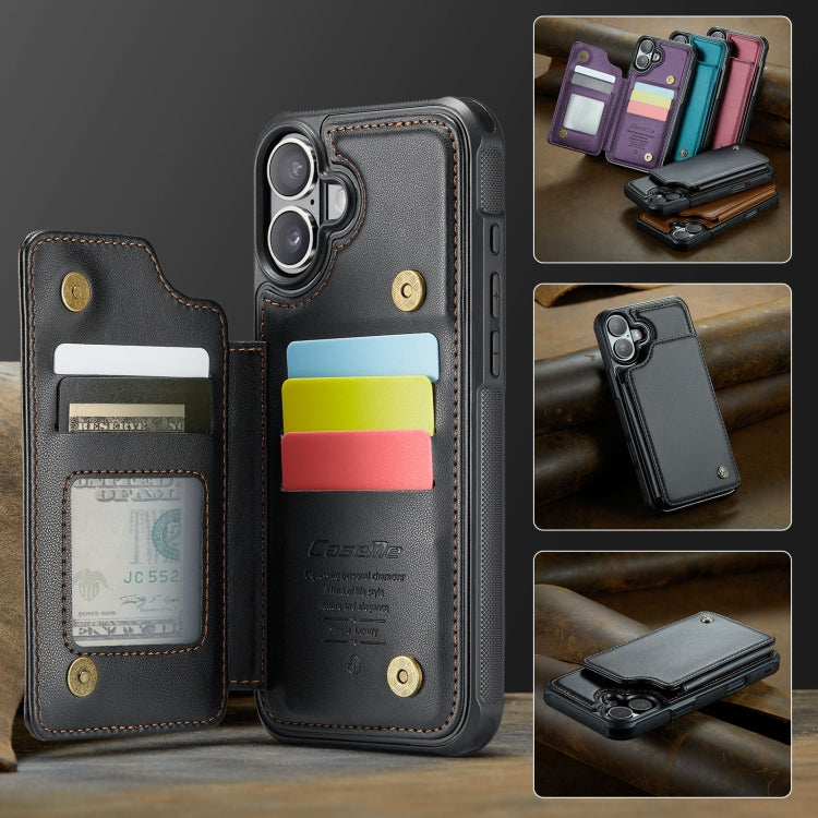 For iPhone 16 Plus CaseMe C22 Card Slots Holder RFID Anti-theft Phone Case(Black) - free shipping - PMC Jewellery - Order now!