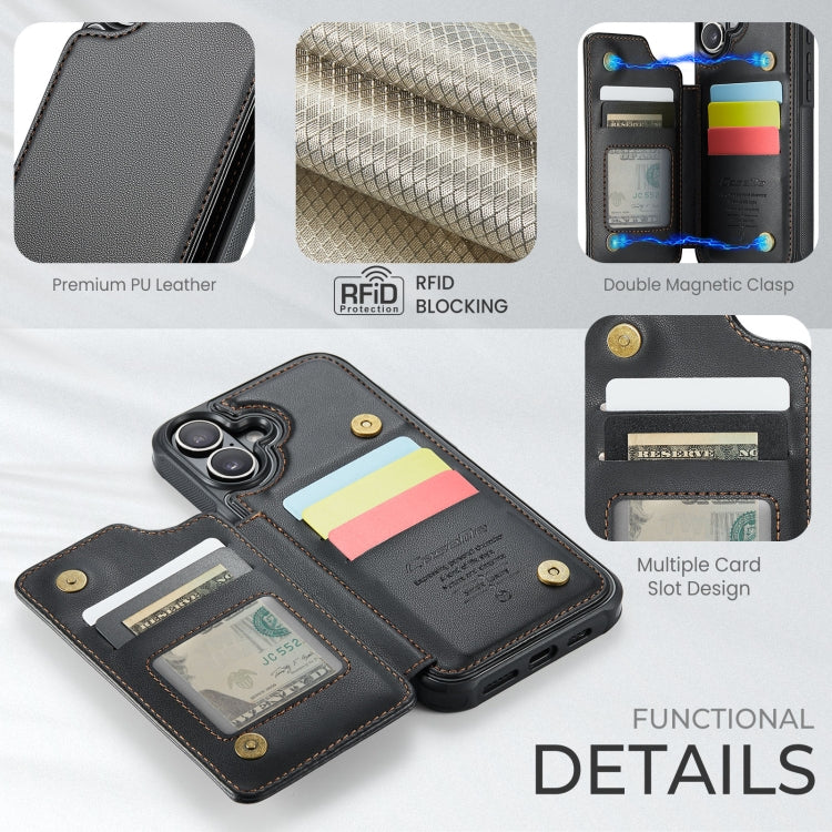 For iPhone 16 Plus CaseMe C22 Card Slots Holder RFID Anti-theft Phone Case(Black) - free shipping - PMC Jewellery - Order now!