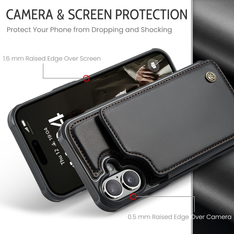 For iPhone 16 Plus CaseMe C22 Card Slots Holder RFID Anti-theft Phone Case(Black) - free shipping - PMC Jewellery - Order now!