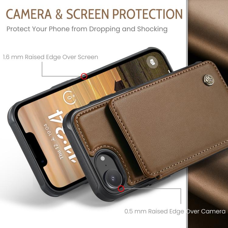 For iPhone 16e CaseMe C22 Card Slots Holder RFID Anti-theft Phone Case(Brown) - free shipping - PMc TechLife - Order now!