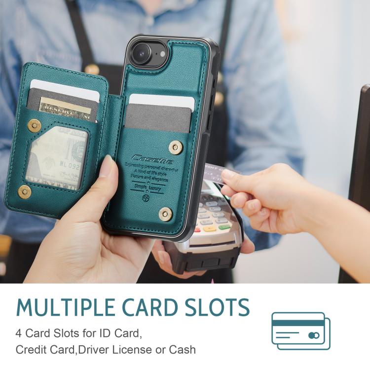For iPhone 16e CaseMe C22 Card Slots Holder RFID Anti-theft Phone Case(Green) - free shipping - PMc TechLife - Order now!