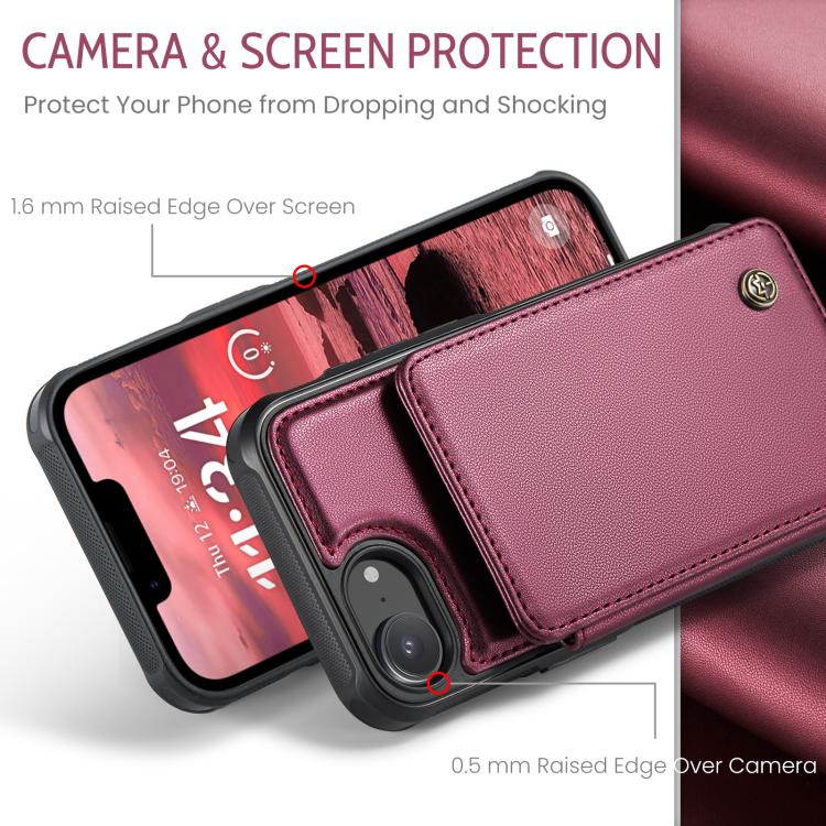 For iPhone 16e CaseMe C22 Card Slots Holder RFID Anti-theft Phone Case(Red) - free shipping - PMc TechLife - Order now!