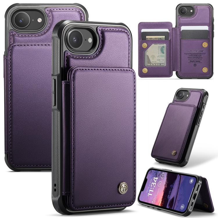 For iPhone 16e CaseMe C22 Card Slots Holder RFID Anti-theft Phone Case(Purple) - free shipping - PMc TechLife - Order now!