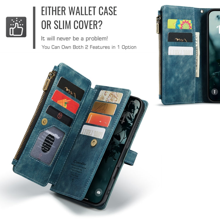 For iPhone 16 Pro Max CaseMe C30 Card Slots Zipper Wallet Leather Phone Case(Blue) - iPhone 16 Pro Max Cases by CaseMe | Online Shopping South Africa | PMC TechLife | Buy Now Pay Later Mobicred