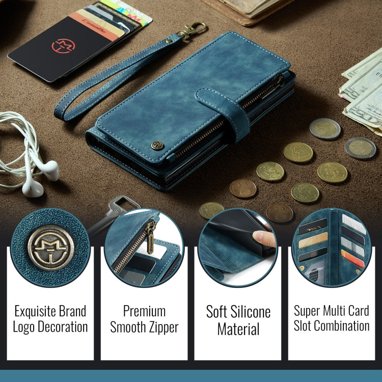 For iPhone 16 Pro Max CaseMe C30 Card Slots Zipper Wallet Leather Phone Case(Blue) - iPhone 16 Pro Max Cases by CaseMe | Online Shopping South Africa | PMC TechLife | Buy Now Pay Later Mobicred