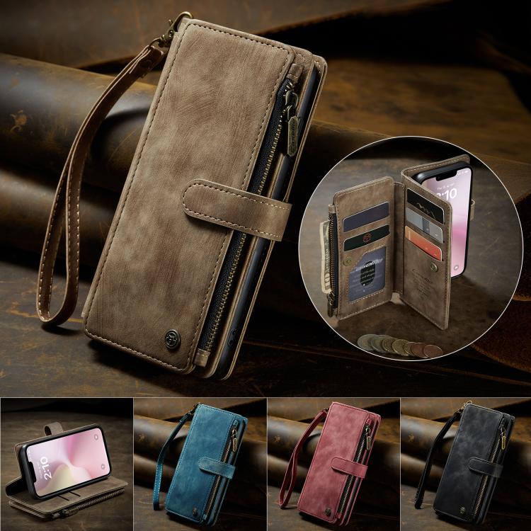 For iPhone 16e CaseMe C30 Card Slots Zipper Wallet Leather Phone Case(Brown) - iPhone 16e Cases by CaseMe | Online Shopping South Africa | PMC TechLife | Buy Now Pay Later Mobicred
