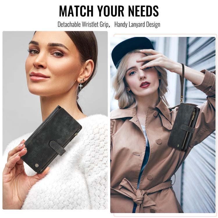 For iPhone 16e CaseMe C30 Card Slots Zipper Wallet Leather Phone Case(Black) - iPhone 16e Cases by CaseMe | Online Shopping South Africa | PMC TechLife | Buy Now Pay Later Mobicred