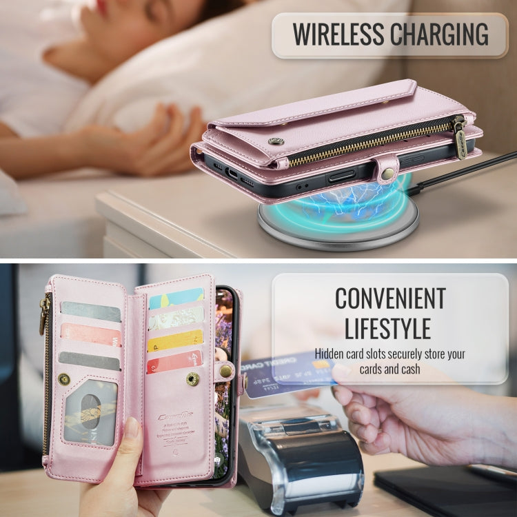 For iPhone 16 Pro Max CaseMe C36 Card Slots Zipper Wallet RFID Anti-theft Leather Phone Case(Pink) - free shipping - PMC TechLife - Order now!