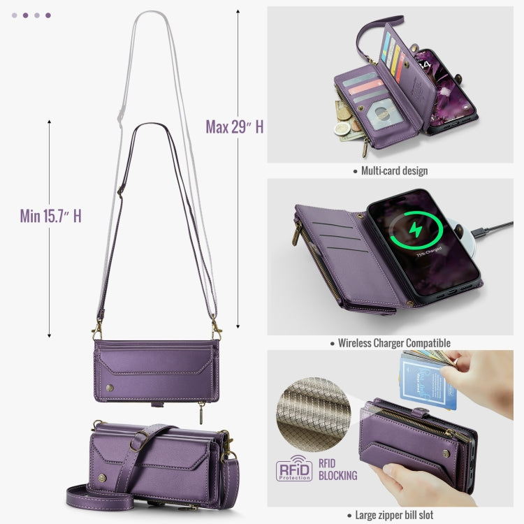 For iPhone 16 Pro Max CaseMe C36 Card Slots Zipper Wallet RFID Anti-theft Leather Phone Case(Purple) - iPhone 16 Pro Max Cases by CaseMe | Online Shopping South Africa | PMC Jewellery | Buy Now Pay Later Mobicred