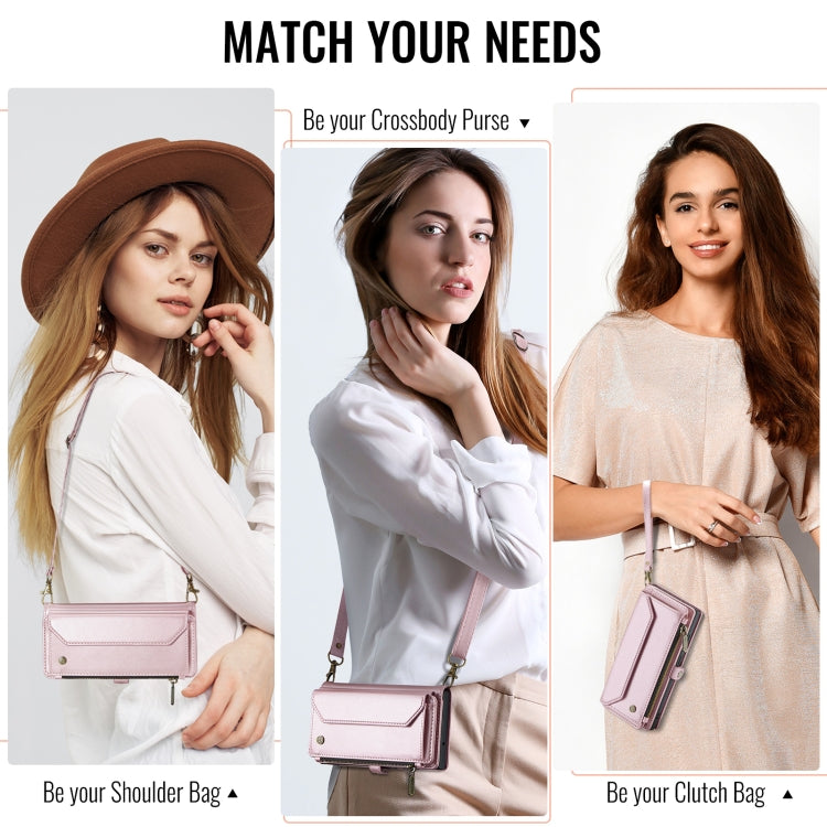 For iPhone 16 Pro CaseMe C36 Card Slots Zipper Wallet RFID Anti-theft Leather Phone Case(Pink) - free shipping - PMC Jewellery - Order now!