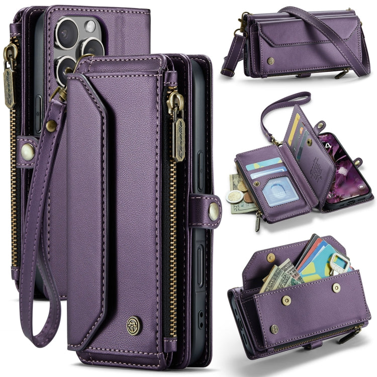 For iPhone 16 Pro CaseMe C36 Card Slots Zipper Wallet RFID Anti-theft Leather Phone Case(Purple) - iPhone 16 Pro Cases by CaseMe | Online Shopping South Africa | PMC TechLife | Buy Now Pay Later Mobicred