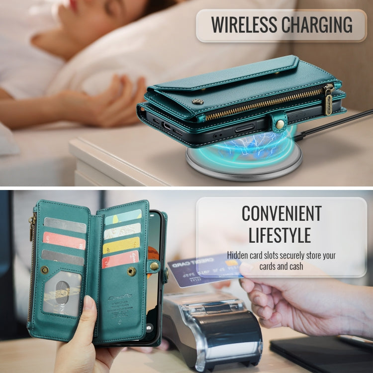 For iPhone 16 Plus CaseMe C36 Card Slots Zipper Wallet RFID Anti-theft Leather Phone Case(Blue) - free shipping - PMC Jewellery - Order now!