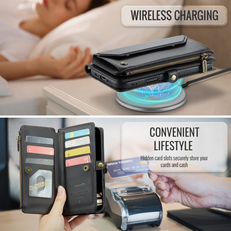 For iPhone 16 Plus CaseMe C36 Card Slots Zipper Wallet RFID Anti-theft Leather Phone Case(Black) - free shipping - PMC Jewellery - Order now!