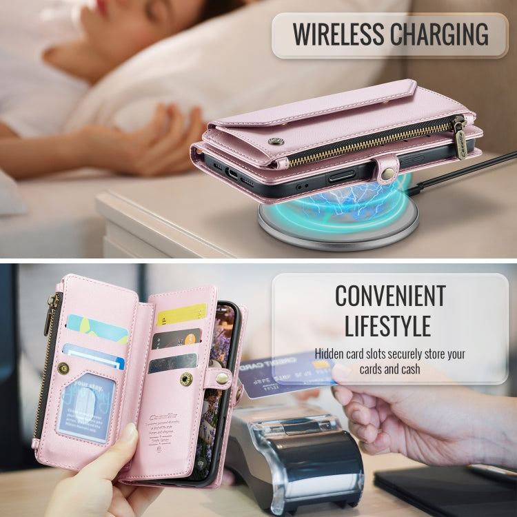 For iPhone 16 CaseMe C36 Card Slots Zipper Wallet RFID Anti-theft Leather Phone Case(Pink) - free shipping - PMC Jewellery - Order now!
