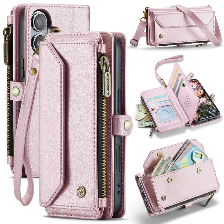 For iPhone 16 CaseMe C36 Card Slots Zipper Wallet RFID Anti-theft Leather Phone Case(Pink) - free shipping - PMC Jewellery - Order now!