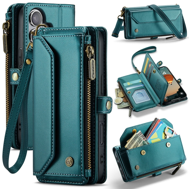 For iPhone 16 CaseMe C36 Card Slots Zipper Wallet RFID Anti-theft Leather Phone Case(Blue) - free shipping - PMC Jewellery - Order now!