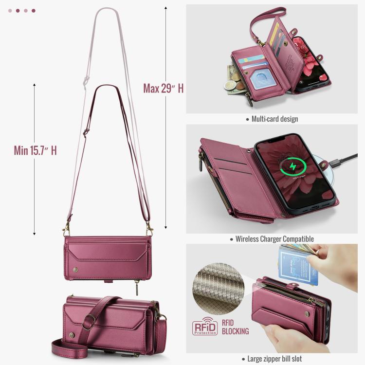 For iPhone 16e CaseMe C36 Card Slots Zipper Wallet RFID Anti-theft Leather Phone Case(Red) - iPhone 16e Cases by CaseMe | Online Shopping South Africa | PMC TechLife | Buy Now Pay Later Mobicred