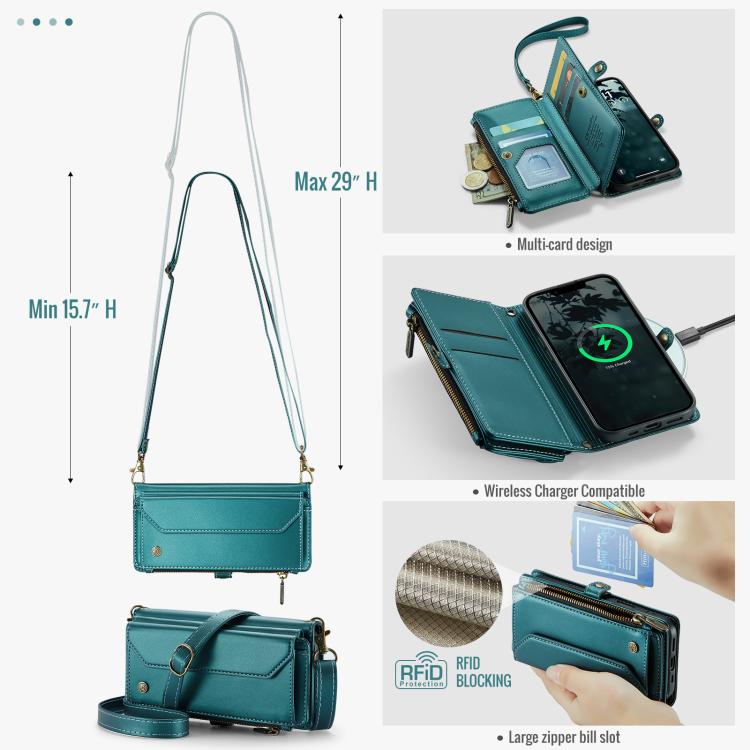 For iPhone 16e CaseMe C36 Card Slots Zipper Wallet RFID Anti-theft Leather Phone Case(Blue) - iPhone 16e Cases by CaseMe | Online Shopping South Africa | PMC TechLife | Buy Now Pay Later Mobicred