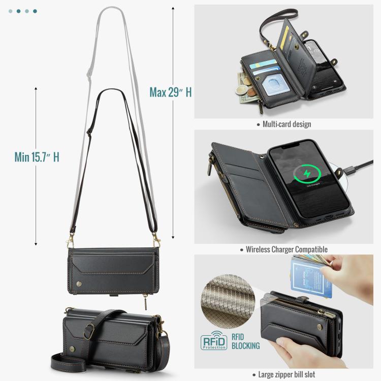 For iPhone 16e CaseMe C36 Card Slots Zipper Wallet RFID Anti-theft Leather Phone Case(Black) - iPhone 16e Cases by CaseMe | Online Shopping South Africa | PMC TechLife | Buy Now Pay Later Mobicred