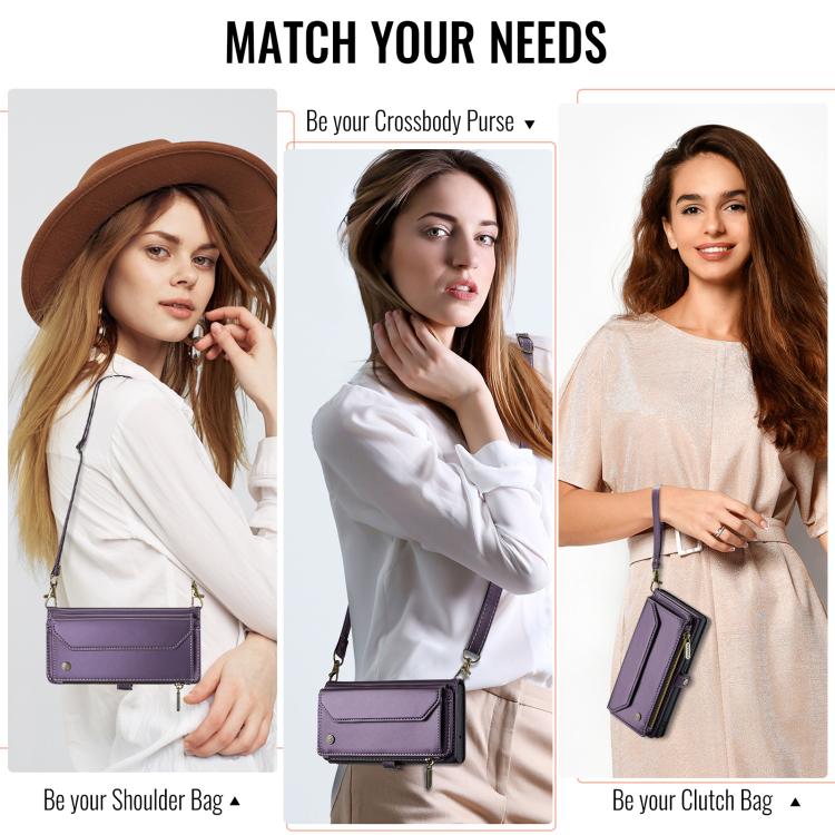 For iPhone 16e CaseMe C36 Card Slots Zipper Wallet RFID Anti-theft Leather Phone Case(Purple) - iPhone 16e Cases by CaseMe | Online Shopping South Africa | PMC TechLife | Buy Now Pay Later Mobicred