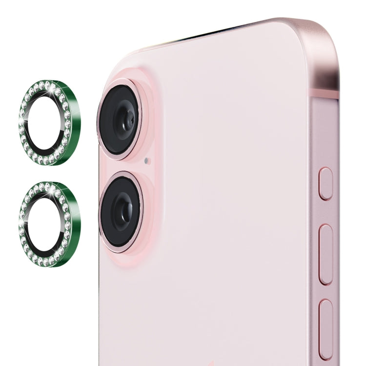 For iPhone 16 / 16 Plus ENKAY AR Anti-reflection Individual Diamond Ring Camera Lens Glass Full Film(Deep Green) - iPhone 16 Plus Tempered Glass by ENKAY | Online Shopping South Africa | PMC TechLife | Buy Now Pay Later Mobicred