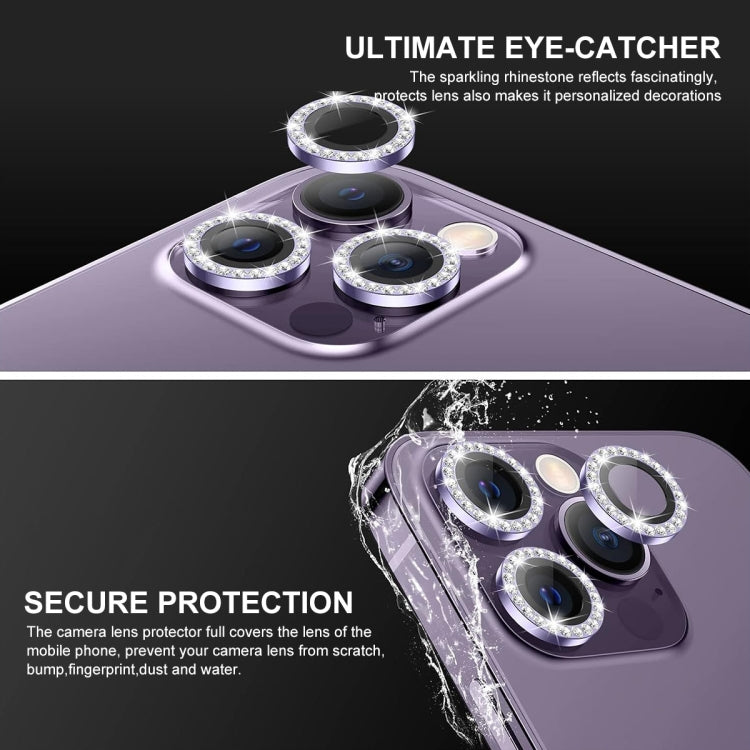 For iPhone 16 / 16 Plus ENKAY AR Anti-reflection Individual Diamond Ring Camera Lens Glass Full Film(Deep Purple) - free shipping - PMC Jewellery - Order now!