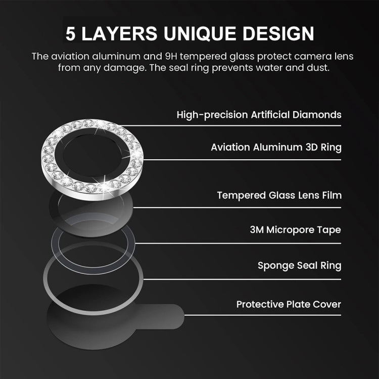 For iPhone 16 / 16 Plus ENKAY AR Anti-reflection Individual Diamond Ring Camera Lens Glass Full Film(Pink) - free shipping - PMC Jewellery - Order now!