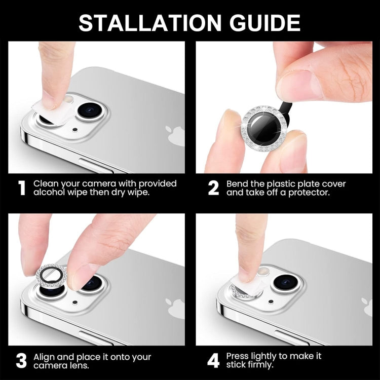 For iPhone 16 / 16 Plus ENKAY AR Anti-reflection Individual Diamond Ring Camera Lens Glass Full Film(Black) - free shipping - PMC Jewellery - Order now!