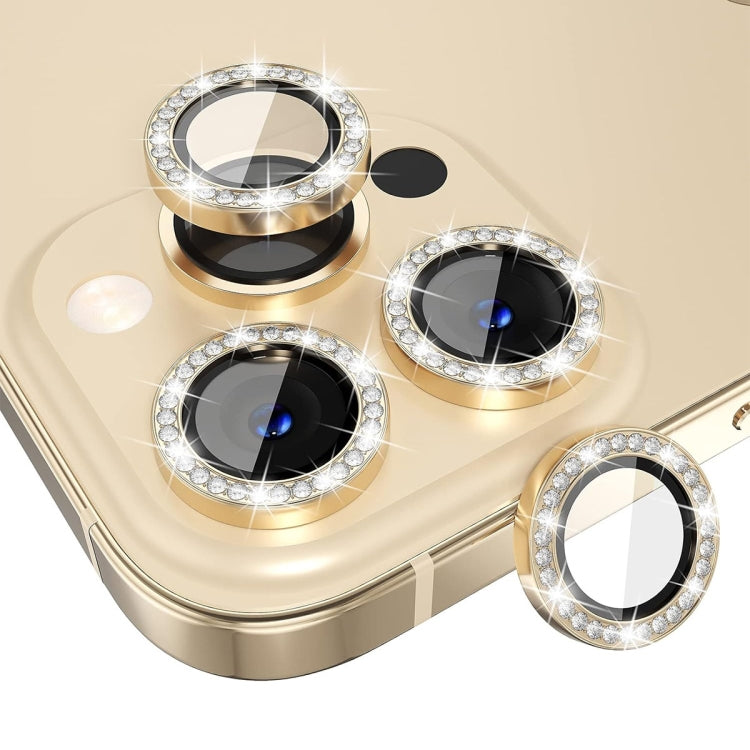 For iPhone 16 Pro / 16 Pro Max ENKAY AR Anti-reflection Individual Diamond Ring Camera Lens Glass Full Film(Golden) - free shipping - PMC Jewellery - Order now!