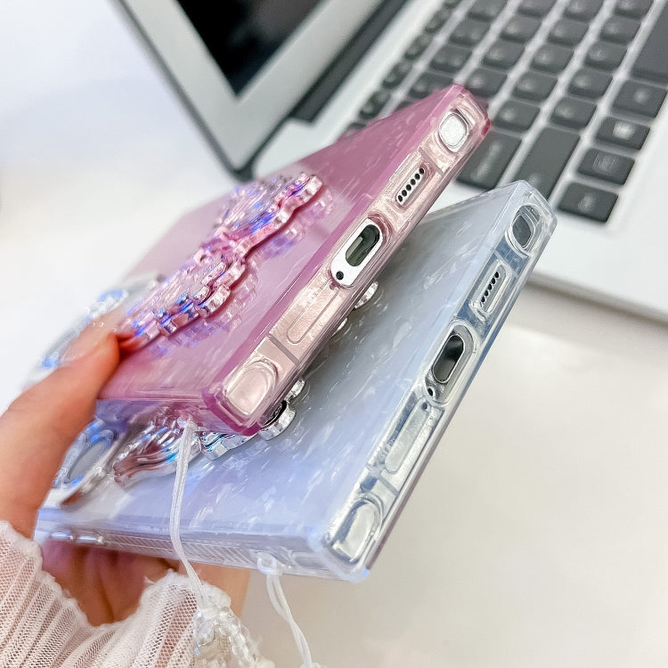 For Samsung Galaxy S25 Ultra 5G Plating Glitter Lens Film Texture Butterfly Holder Wristband Phone Case(White Tinfoil Texture) - Galaxy S25 Ultra 5G Cases by PMC Jewellery | Online Shopping South Africa | PMC Jewellery | Buy Now Pay Later Mobicred