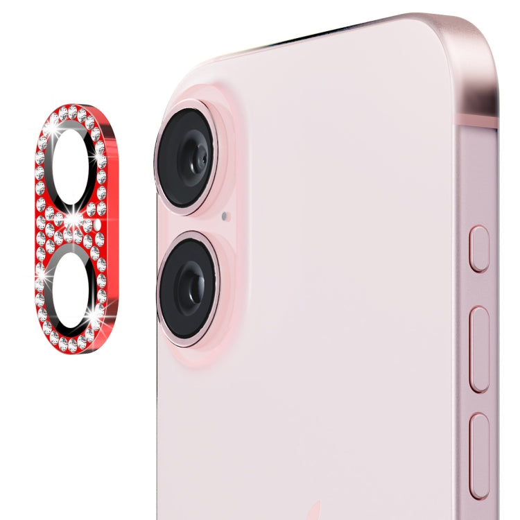 For iPhone 16 / 16 Plus ENKAY Hat-Prince Blink Diamond Camera Lens Aluminium Alloy Tempered Glass Film(Red) - free shipping - PMC Jewellery - Order now!
