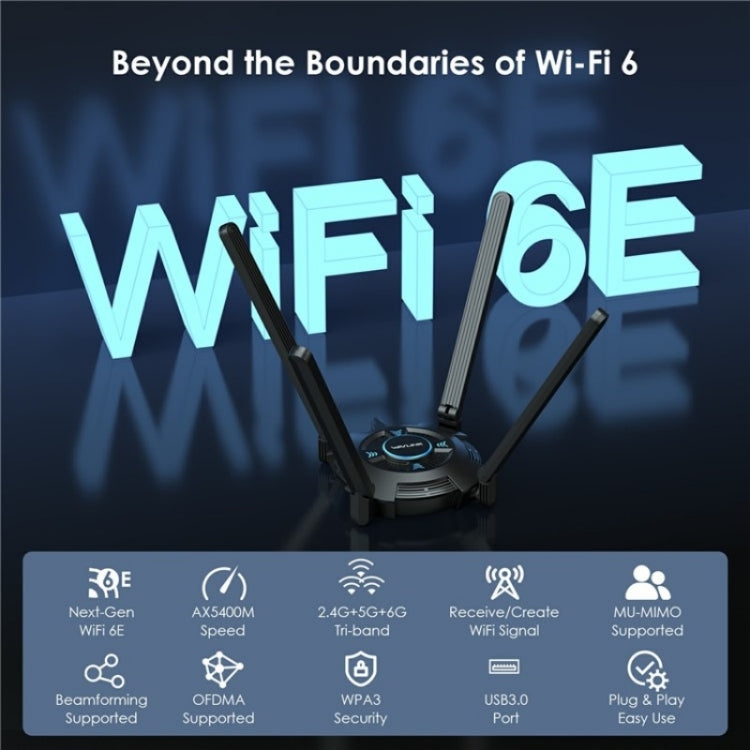 WAVLINK WN695X2 AX5400 USB WiFi 6 Dongle 4 Antennas Receiver Tri-Band Wireless Adapter - free shipping - PMC Jewellery - Order now!