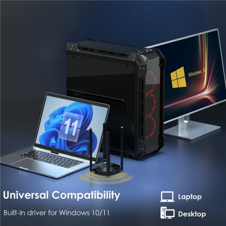 WAVLINK WN695X2 AX5400 USB WiFi 6 Dongle 4 Antennas Receiver Tri-Band Wireless Adapter - free shipping - PMC Jewellery - Order now!