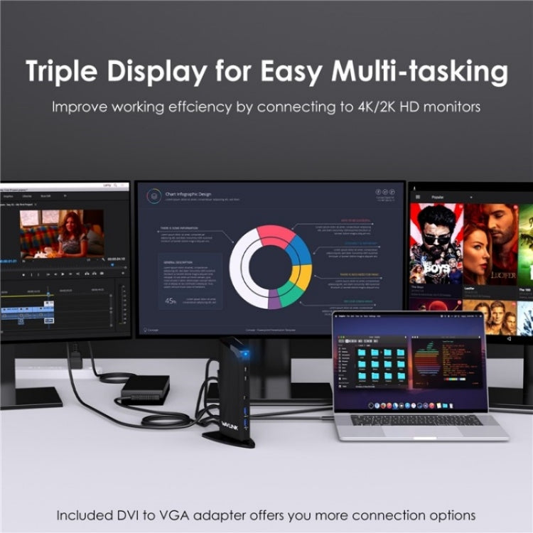 WAVLINK UG39PD1 13 in 1 Type-C Triple Monitors 4K HD Docking Station, Plug:US Plug - free shipping - PMC TechLife - Order now!