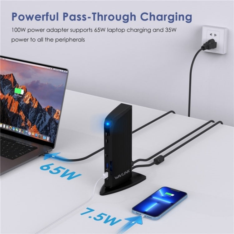 WAVLINK UG39PD1 13 in 1 Type-C Triple Monitors 4K HD Docking Station, Plug:UK Plug - free shipping - PMC TechLife - Order now!