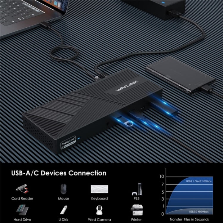 WAVLINK UG69PD25 Pro 100W PD Charging Triple 4K Display Laptop Docking Station, Plug:US Plug - free shipping - PMc TechLife - Order now!