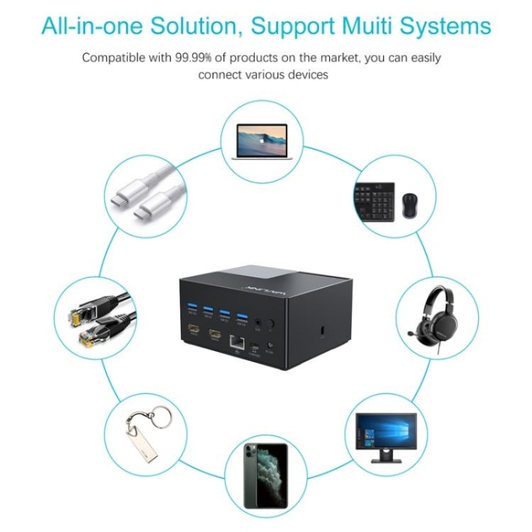 WAVLINK UG76PD2 3.5mm Audio, Gigabit Network Port Dual HD Universal Docking Station(UK Plug) - free shipping - PMc TechLife - Order now!