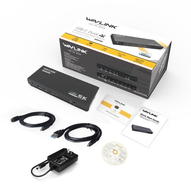 WAVLINK UG69PD6 Dual 4K Laptop Docking Station 5K HD Displaylink 65 / 100W PD Charging, Plug:AU Plug - free shipping - PMc TechLife - Order now!
