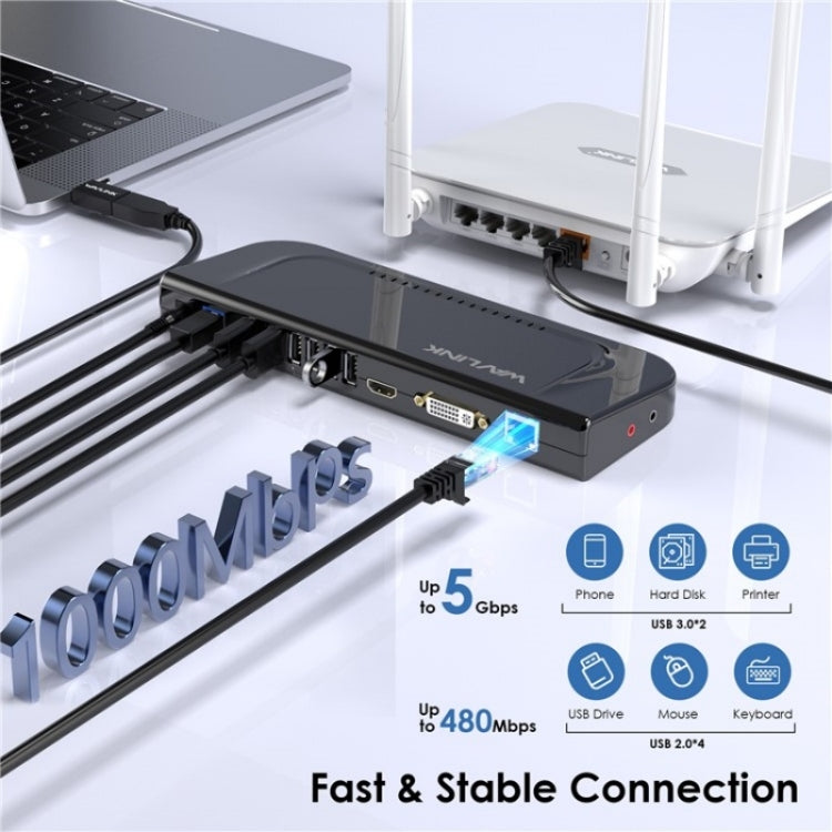 WAVLINK UG49DK4 Universal Laptop Docking Station Dual Monitor Supports DVI / HDMI / VGA(AU Plug) - free shipping - PMC Jewellery - Order now!