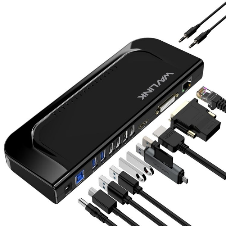 WAVLINK UG49DK4 Universal Laptop Docking Station Dual Monitor Supports DVI / HDMI / VGA(US Plug) - free shipping - PMC Jewellery - Order now!