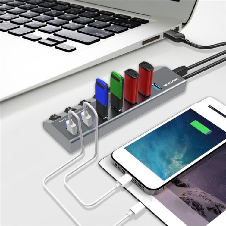 WAVLINK UH3076 5Gbps 7-port USB 3.0 Hub with Independent Switch and LED Indicator(AU Plug) - free shipping - PMC Jewellery - Order now!