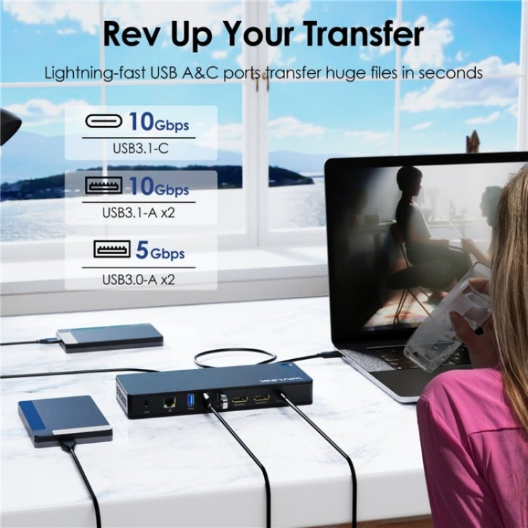 WAVLINK UTD22 Support 96W Laptop Charging USB4 Docking Station Dual Monitor USB-C Hub(US Plug) - free shipping - PMc TechLife - Order now!