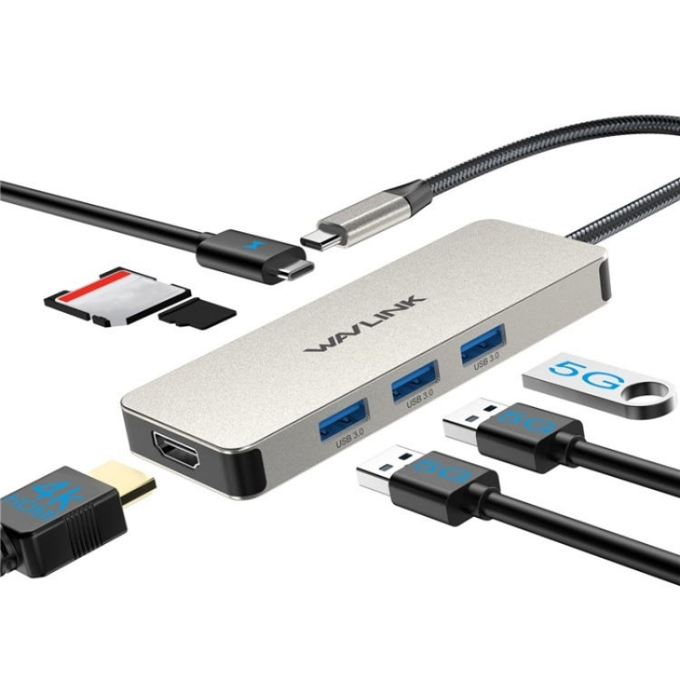 WAVLINK UHP3416 7-in-1 PD100W Charging SD / TF Card Reader 4K HD Type-C Docking Station(Black) - free shipping - PMC Jewellery - Order now!
