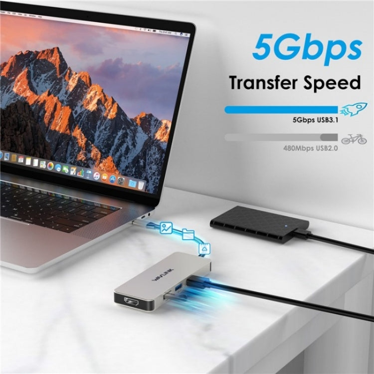 WAVLINK UHP3416 7-in-1 PD100W Charging SD / TF Card Reader 4K HD Type-C Docking Station(Dark Grey) - free shipping - PMC Jewellery - Order now!