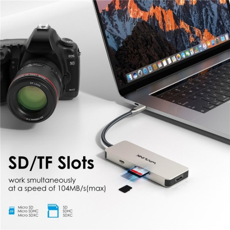 WAVLINK UHP3416 7-in-1 PD100W Charging SD / TF Card Reader 4K HD Type-C Docking Station(Grey) - free shipping - PMC Jewellery - Order now!