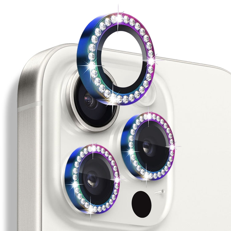 For iPhone 16 Pro / 16 Pro Max NORTHJO Rhinestone Camera Lens Protector Tempered Glass Metal Ring Film(Colorful) - free shipping - PMC Jewellery - Order now!
